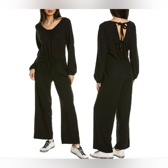 Wilt Pants - Wilt Gathered Wide Leg Jumpsuit Size XS Blue Open Back